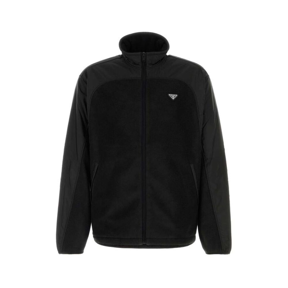 Prada Men Black Pile And Re-Nylon Sweatshirt